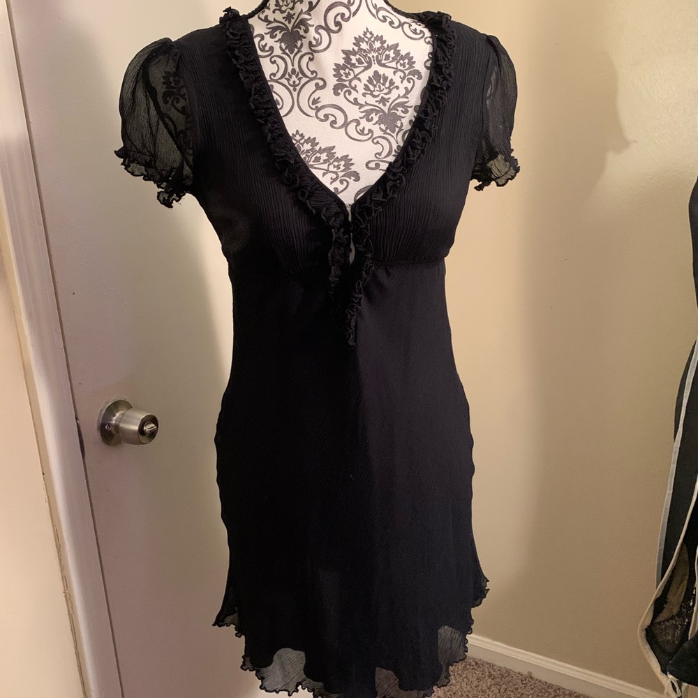 Free People size 6, black mesh, dress/tunic, hooks